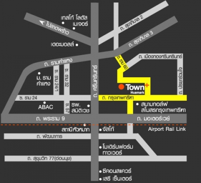 แผนที่Town Plus Huamark ทาวน์พลัส หัวหมาก ทาวน์เฮาส์ Town ถนนกรุงเทพกรีฑา