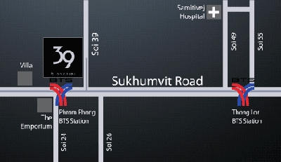 แผนที่39 Condo by Sansiri 39 คอนโด บาย แสนสิริ (สุขุมวิท 39) ใกล้ห้างสรรพสินค้าดิเอ็มโพเรียม ห่างจากสถานีรถไฟฟ้า BTS พร้อมพงษ์