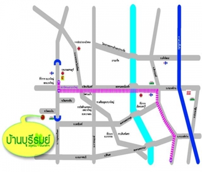 แผนที่บ้านแฝด บ้านบุรีรมย์ วงแหวน-ปิ่นเกล้า บ้านแนวคิดใหม่ สภาพเยี่ยม ขนาด 38.5 ตารางวา 3 ห้องนอน 2 ห้องน้ำ