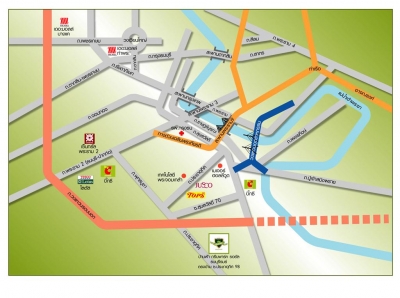 แผนที่บ้านฟ้า กรีนพาร์ค รอยัล ธนบุรีรมย์ บ้านเดี่ยว ถนนประชาอุทิศ
