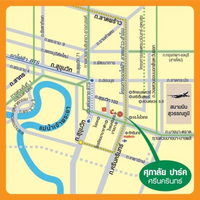 แผนที่Condo Supalai Park Srinakarin คอนโด ศุภาลัยปาร์ค ศรีนครินทร์