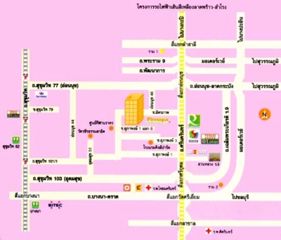 แผนที่Pinnapa On-nuch Condominium คอนโด พิณนภา อ่อนนุช (ซอยสุภาพงษ์ 1 แยก 6)