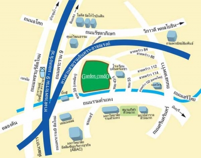 แผนที่Garden Condo Huamark การ์เด้นคอนโด หัวหมาก