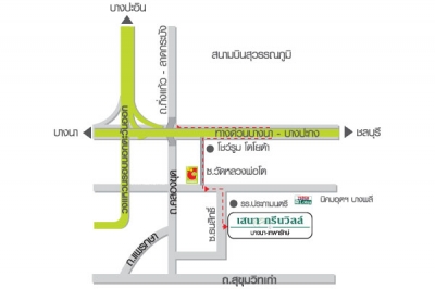 แผนที่เสนากรีนวิลล์ บางนา-เทพารักษ์ บ้านเดี่ยว โครงการบ้าน