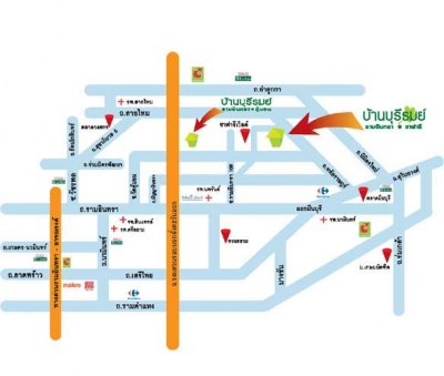 แผนที่บ้านบุรีรมย์ รามอินทรา-ซาฟารี บ้านเดี่ยว โครงการบ้าน บ้านจัดสรร