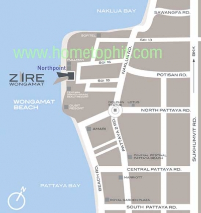 แผนที่Zire Wongamat Pattaya Condo