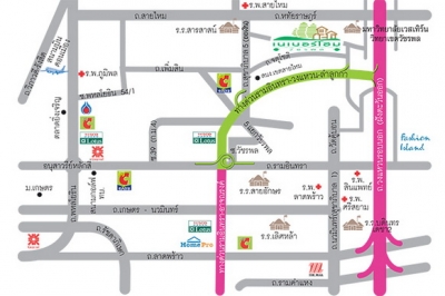 แผนที่เนเบอร์โฮม โครงการบ้านจัดสรร ที่วัชรพล บนถนนรามอินทรา