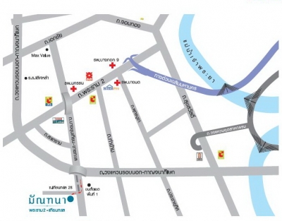 แผนที่บ้านมัณฑนา โครงการบ้านจัดสรร พระราม2-เทียนทะเล